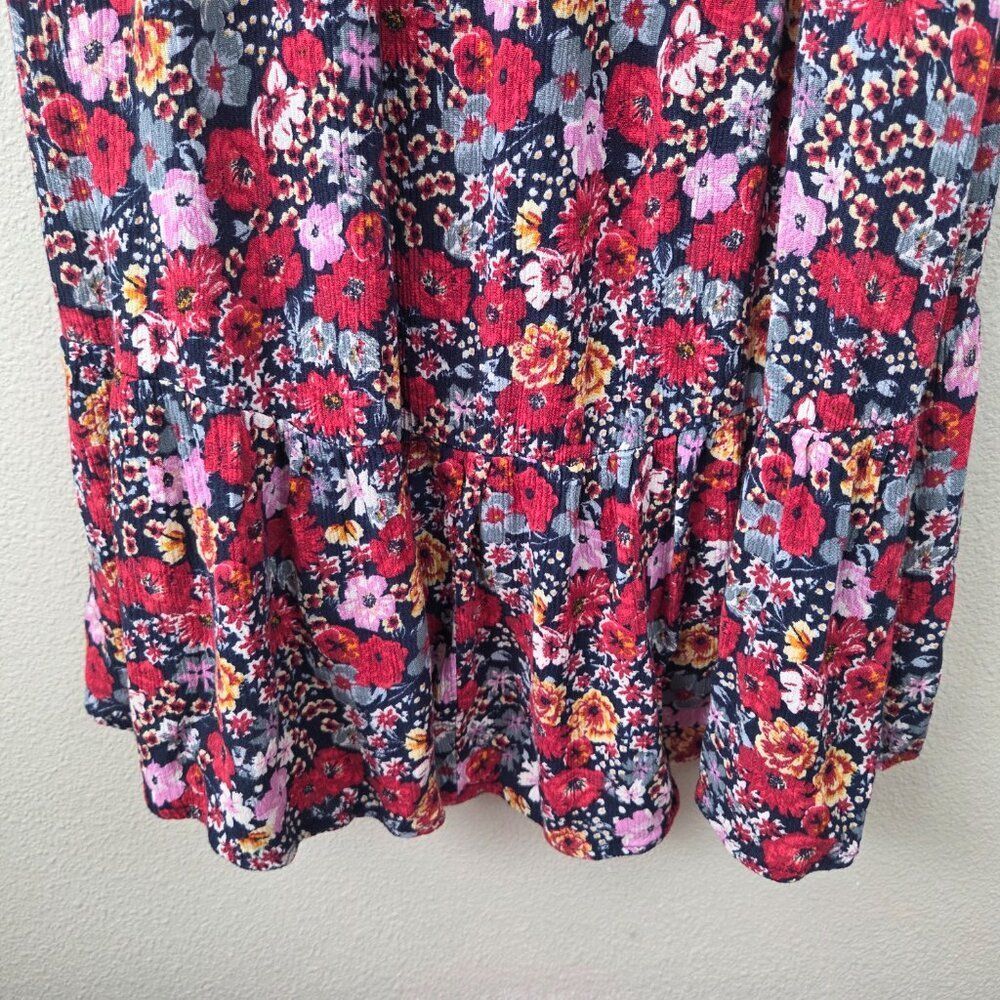 Knox Rose Floral Tassel Boho Midi Dress Size XS Red Multi Crepe Flowy Rayon - Picture 10 of 11